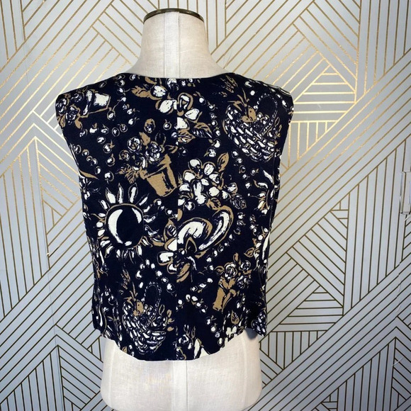 Louis‎ Feraud Navy Blue Floral Sun Print Button Top - Picture 6 of 8